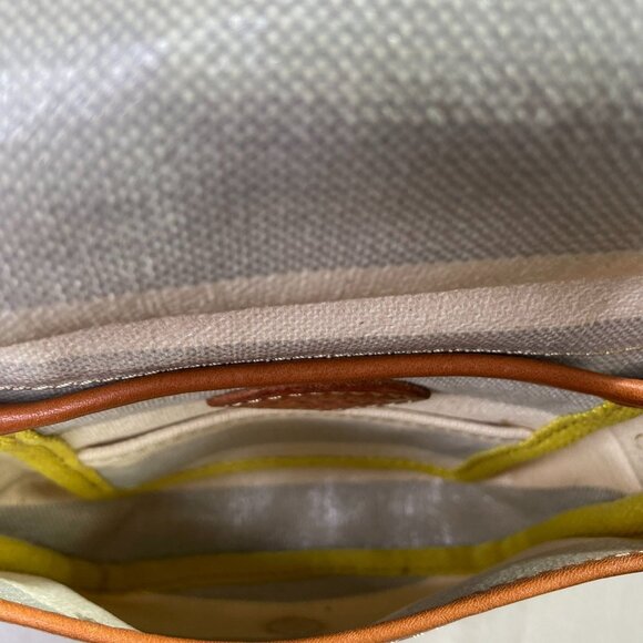 Fossil Crossbody Bag Stipe Gray Biege Adjustable Strap Canvas Purse u - Picture 8 of 9